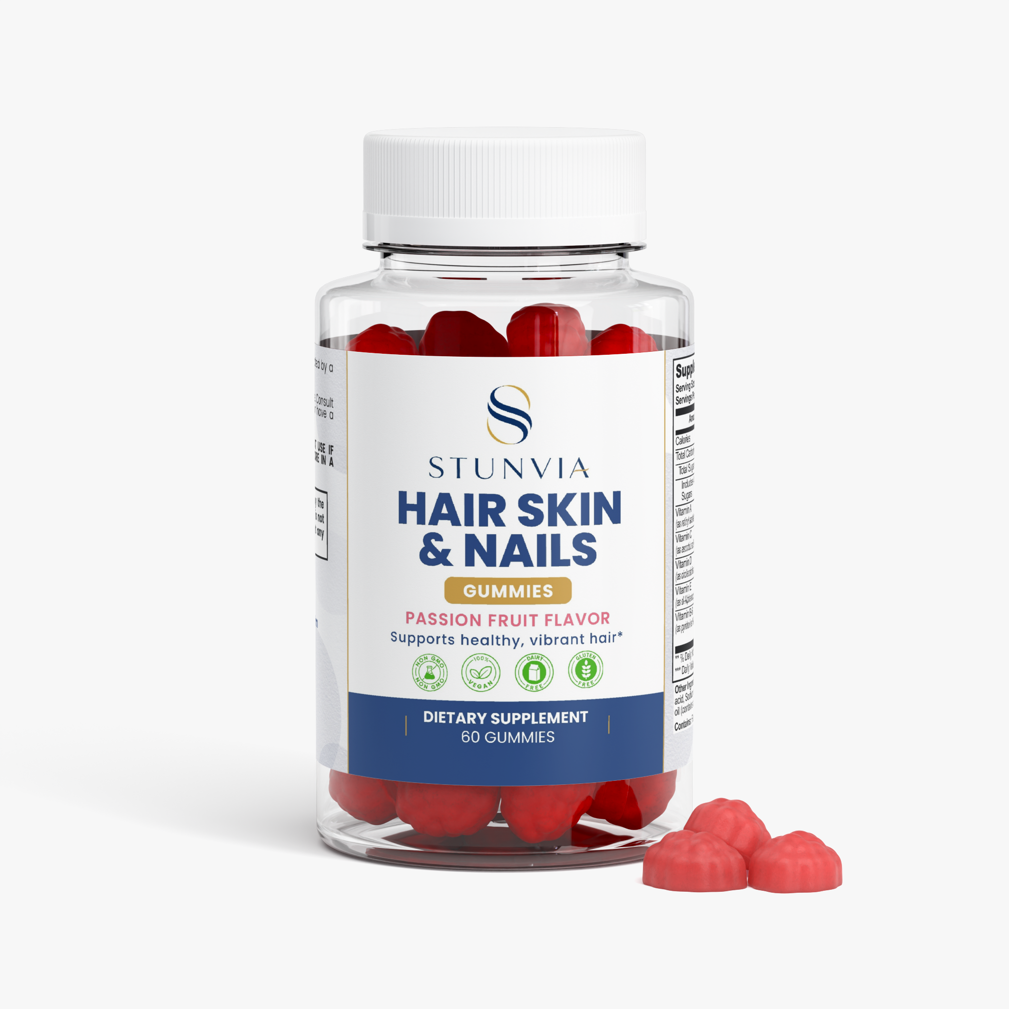 Stunvia Hair Skin & Nails Gummies (Passion Fruit)